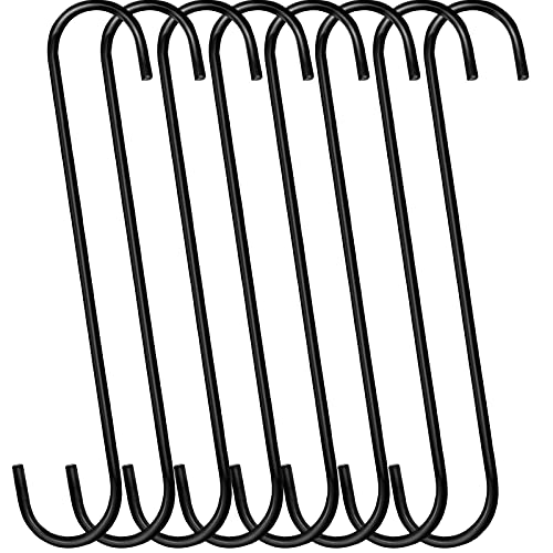 DINGEE 12 inch 8 Pack Extra Large S Hooks Heavy Duty Long S Hooks for Hanging Plant,S Hooks for Tree Branch,Bird Feeder,Pots and Pans Closet Garden Pergola Indoor Outdoor X-Large Hooks