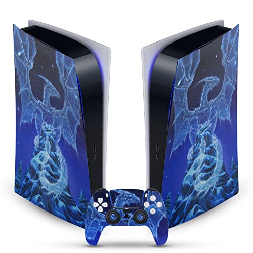 Head Case Designs Officially Licensed Ed Beard Jr Winter Spirit Dragons Vinyl Faceplate Gaming Skin Decal Compatible with Sony Playstation 5 PS5 Digital Edition Console and DualSense Controller