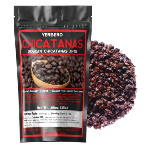 Yerbero - Gourmet Toasted Chicatana Ants from Oaxaca, 0.88 oz (25g): Mexican Cuisine | Hormigas Chicatanas/Cuquis | Atta Mexicana | Elevate Salsas, Enhance Guacamole, Perfect with Mezcal & Traditional Mexican Drinks | Exotic Oaxacan Snack.