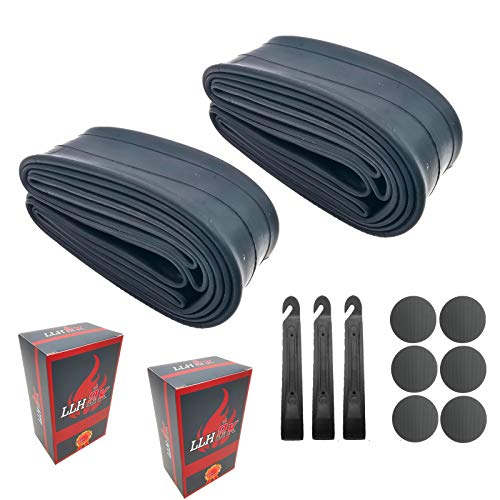 LLH2K Bike Tube 26 x 1.95 26 Inch Bike Tube 2 Pack - Bicycle Tube 26 x 1.95 with 3 Tire Levers, 6 Round Patches - Fits 26x1.90 26x2.10 Bike Tube 26 x 1.95 - Anti-aging 26x2.125 bicycle tube.