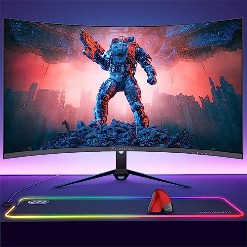 memzuoix 27 inch Curved Gaming Monitor 165Hz +RGB Mouse Pad + Wireless Ergonomic Mouse