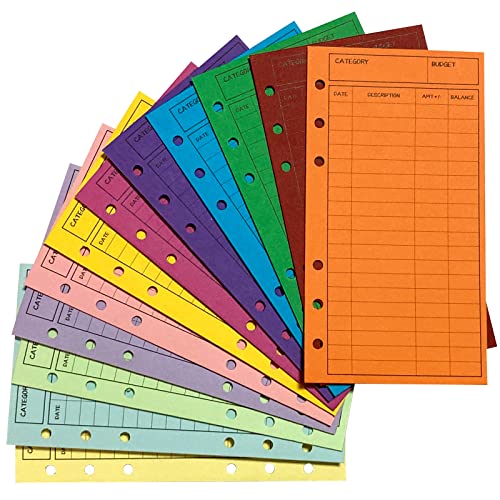 12 Pcs Cash Envelopes for Budgeting, Budget Envelope for Cash System, Money Envelopes for Saving, Vertical Layout with Budget Sheet, 12 Assorted Colors, Cardstock