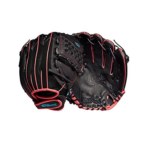 Wilson 2022 A440 Flash 11.5' Fastpitch Infield Glove - Left Hand Throw, Black/Pink/Tropical Blue