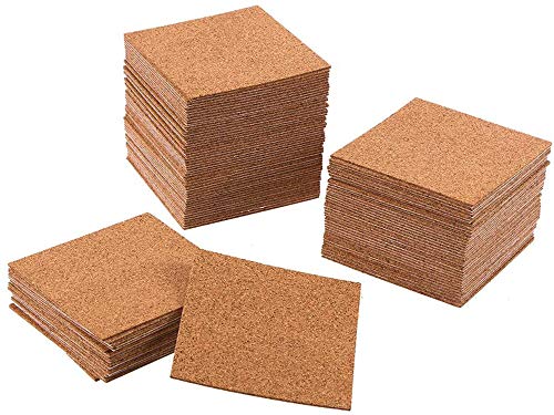 Hulless 4 x 4 Inch Self Adhesive Cork Squares 100 MM Cork Backing Sheets Wall Cork Tiles for Wall Decor and DIY Crafts, 40 Pcs