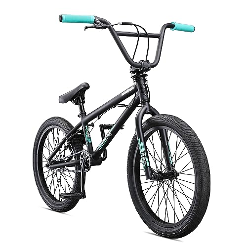 Mongoose Legion L10 Kids Freestyle Sidewalk BMX Bike, Beginner Riders, Boys and Girls, 20 Inch Wheels, Hi-Ten Steel Frame, Micro Drive 25x9T BMX Gearing, Black/Teal