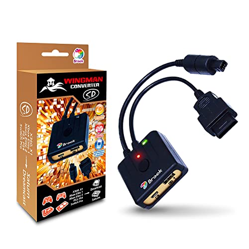 Brook Wingman SD Converter - Support XB Series X/S/One/360, PS5/PS4/PS3, Xb Elite 1/2, Switch Pro Controllers on Dreamcast Saturn Console, PC X-Input, Controller Adapter, Turbo and Remap