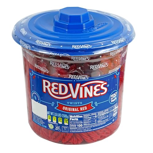 Red Vines Licorice Twists, Original Red Flavor, 3.5 Pound Resealable Tub, Soft & Chewy Candy