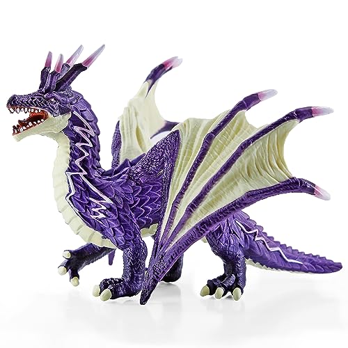 RECUR Thunder Dragon Action Figurine, 7.4 Inch Purple Dragon Toys for Boys Girls Kids, RPG Figures Miniatures for Tabletop Display & Roleplaying, Collectors Toy Age 3 +