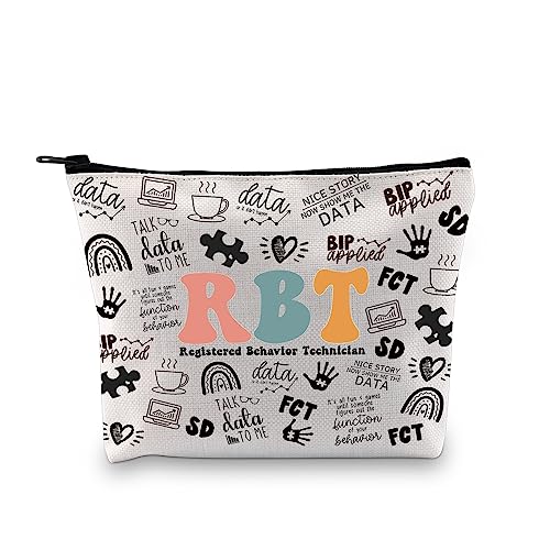 GJTIM Registered Behavior Technician Gift RBT Gift Behavior Therapist Zipper Pouch Makeup Bag for ABA BCBA Behavior Analyst Gift (RBT Bag)