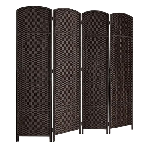 6 ft.Tall Room Divider, Room Dividers and Folding Privacy Screens, 15.7' Privacy Screen 4 Panels Room Divider Wall Partition Freestanding, Dark Coffee
