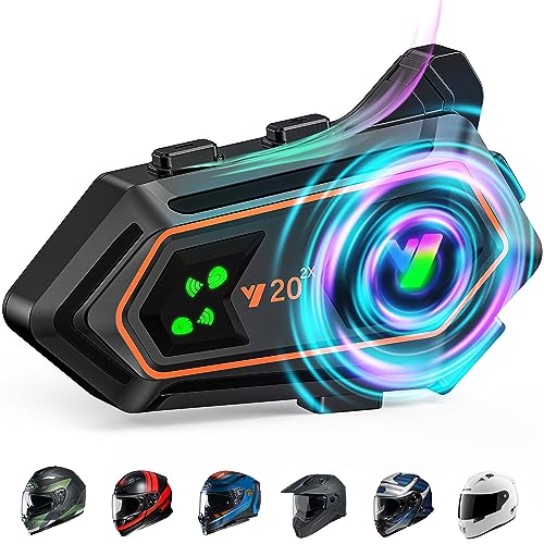 ROCHIE Motorcycle Helmet Bluetooth Headsets - 800 Meters 2 Riders Bluetooth Helmet Intercom Headset - IPX6/1000mAh Battery /300 Hours Standby time for Motorcycle Riding/Cycling/Snowmobile/Sports