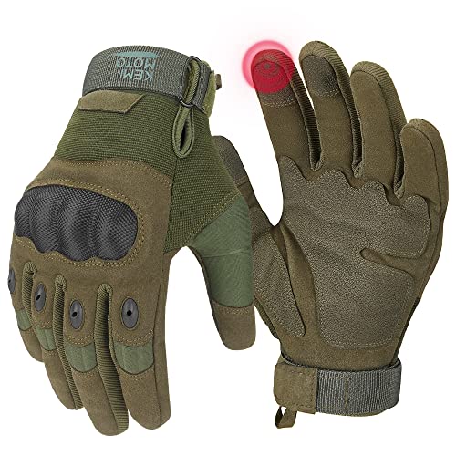KEMIMOTO Tactical Gloves for Men, Touchscreen Motorcycle Gloves for Outdoor Sports Motorcycle Cycling Tactical Training Airsoft Paintball Shooting Hunting Hiking Climbing