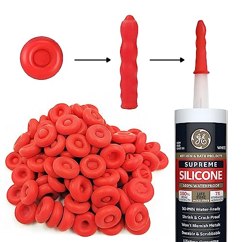 40 Pcs Caulk Cap Caulk Saving Cap Caulk Finishing Tool Caulking Tube Sealing Caps Caulk Saver Cover Sealer for Sealing and Preserving, Red