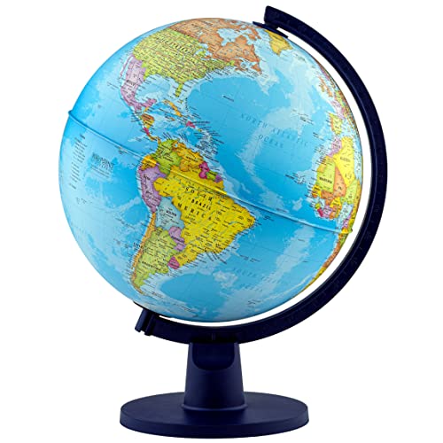 Waypoint Geographic Scout, Decorative Classroom Globe with Stand, World Globe with More than 4000 Places, 12” Interactive Globe with Political Mapping, Blue