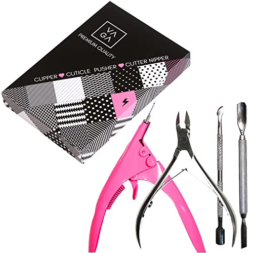 VAGA Cuticle Pushers Split End Trimmer And Ingrown Toenail Tool, Cuticle Trimmer Nail Nipper, Flase Nail Clipper Pedicure Kit. Easy To Use VAGA Professional Nail Tools, Nail Clippers, Cutical Pusher
