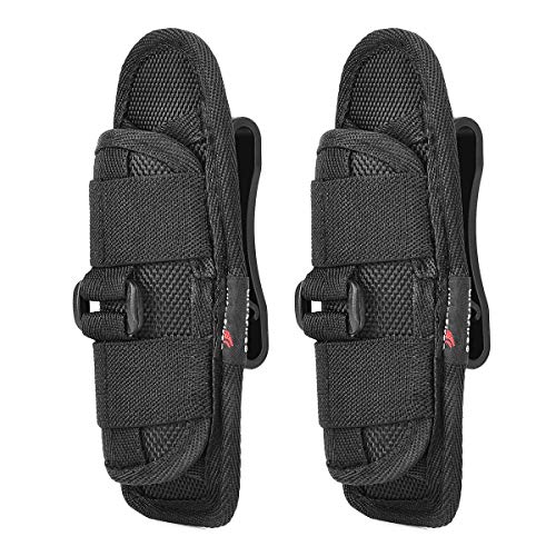 2PCS UltraFire 402 Tactical Flashlight Pouch Holster,Compact Stretchy Nylon Handheld LED Flashlights Duty Belt Holder,1 inch Flashlight Universal,with 360 Degrees Rotatable Clip (5.8x2.5in),Black