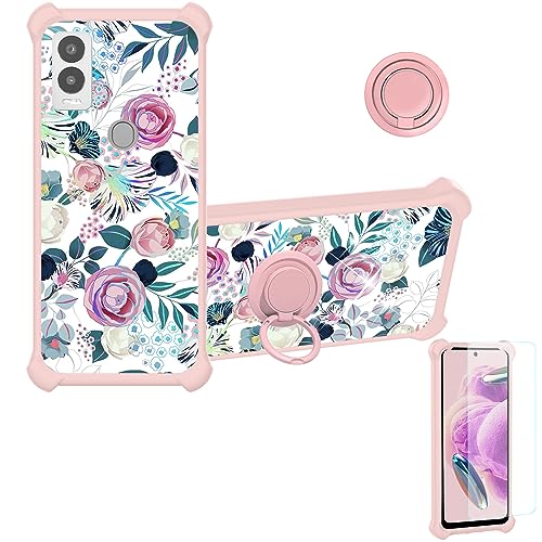 jioeuinly Cricket Magic 5G Case Compatible with AT&T Propel 5G Phone Case Cover [with Tempered Glass Screen Protector][Ring Support][Colorful Reflect Light] IMDF-HUA3