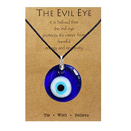 Long tiantian Evil Eye Necklace,Blue Turkish Glass Leather Rope Pink Evil Eye Necklace for Women Men Lucky Protection Necklace Jewelry Gifts for Teenage Girls
