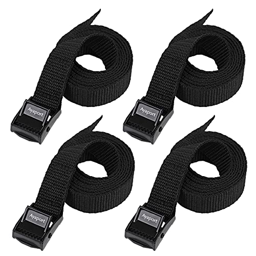 Ayaport Lashing Straps with Buckles Adjustable Cam Buckle Tie Down Cinch Strap for Packing Black 4 Pack (0.75'' x 48'')