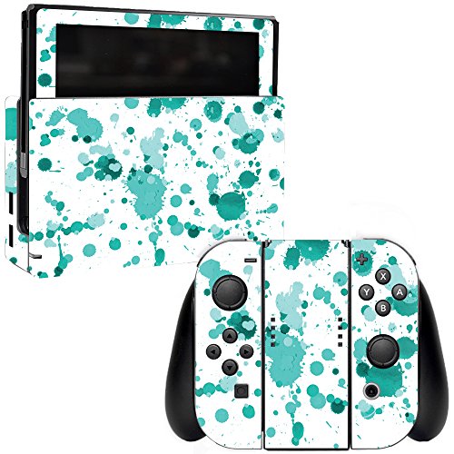 MightySkins Skin Compatible with Nintendo Switch - Teal Splatter | Protective, Durable, and Unique Vinyl Decal wrap Cover | Easy to Apply, Remove, and Change Styles | Made in The USA