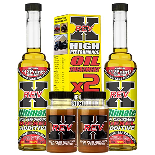 REV X Super Ultimate Kit for Diesel - 4oz High Performance Oil Additive (2) + 8oz Ultimate Fuel Treatment (2)