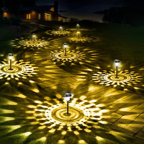 10 Pack Ultra Bright Solar Lights Outdoor Waterproof, from Dusk to Dawn Up to 12H Solar Lights for Outside, Auto On/Off Solar Powered Garden Pathway Lights, Landscape Lighting (Warm White, 10Pack)