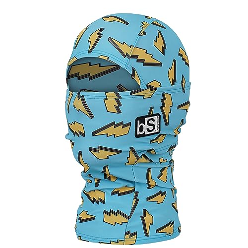 BLACKSTRAP Kids' Hood ExoHinge Balaclava Ski Mask, Helmet Compatible, Keeps Kids Comfortable and Warm, Lightning Bolts