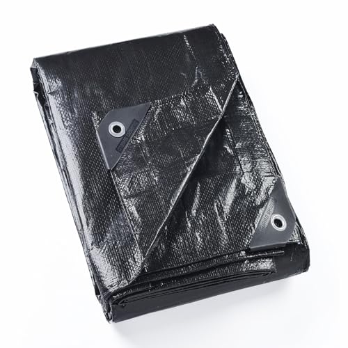 GUARD SHIELD Black Tarp 8x10 Feet Waterproof Tarps Lightweight Camping Tarp Outdoor Multi Purpose Poly Cover 6mil