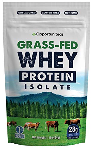 Opportuniteas Grass Fed Whey Protein Powder Isolate - Unflavored - Low Carb Keto & Paleo Diet Friendly - Pure Grass-Fed Protein for Shakes, Smoothies, Drinks & Recipes- Non GMO & Gluten Free - 1 Pound