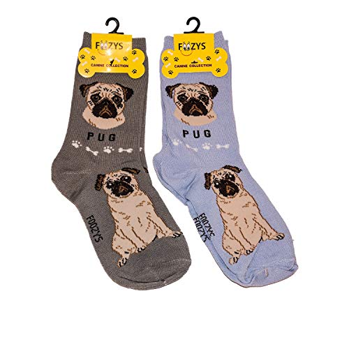 Foozys Unisex Crew Socks | Canine/Dog Collection | Pug