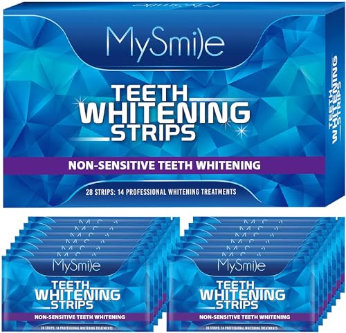 MySmile Teeth Whitening Strips 14 Treatments, 28 White Strips for Teeth Whitening, Non-Sensitive Whitening Strips for Tooth Whitening, Helps to Remove Smoking Coffee Soda Wine Stain, 10 Shades Whiter