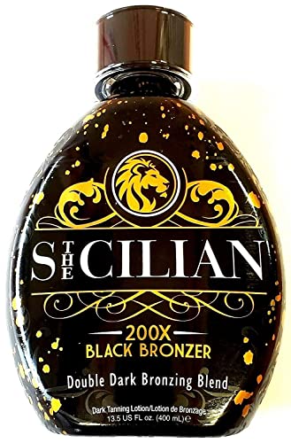 The Sicilian 200X Dark Black Bronzer Tanning Lotion - BEST Tanning Lotion For Glowing Skin - Gradual Bronzing & Sunless Self Tanner Lotion - Luxurious Sunless Body Tanning Lotion Nourishes Skin