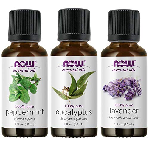 3-Pack Variety of NOW Essential Oils: Pure & Natural Blend - Lavender, Eucalyptus, Peppermint