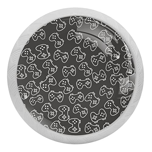 XiangHeFu 4 Pcs Fluorescent Kitchen Cabinet Knobs,Gamepad Grey Gaming Luminous Handle Illuminated Crystal Glass