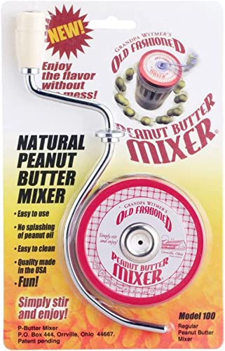 Grandpa Witmer’s Old Fashioned Mess-Free Nut Butter and Natural Peanut Butter Mixer, Made in America, BPA Free, Fits 16-Ounce Jars with 3-Inch Lids