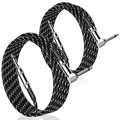 Heams 2 Pack Premium 10 FT Guitar Cable, 1/4 Inch Instrument Cable- Noise Free and Long-Lasting Guitar Chord- AMP Cord for Bass, Electric Guitar, Electric Mandolin, Right Angle