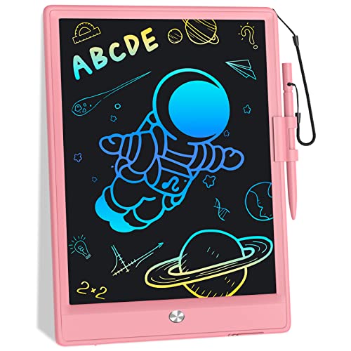 LCD Writing Tablet Doodle Board - 10 Inch Colorful Drawing Board Drawing Tablet,Erasable Reusable Electronic Drawing Pads,Educational Toys Gift for 3 4 5 6 7 8 Years Old Kids Toddler (Pink)