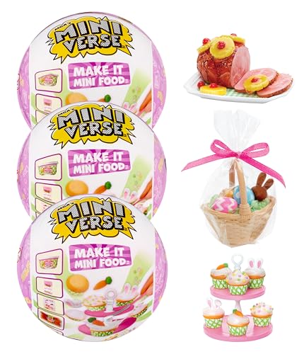 MGA's Miniverse Make It Mini Food Spring Series 3 Count(Pack of 1) Collectibles, Easter, Blind Mystery Packaging, DIY, Crafts, Resin Play, Kitchen Replica Food, NOT Edible, Collectors, 8+