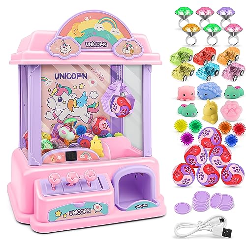 Amy&Benton Claw Machine for Kids Grabber Arcade Crane Venting Toy with Prizes for Girls