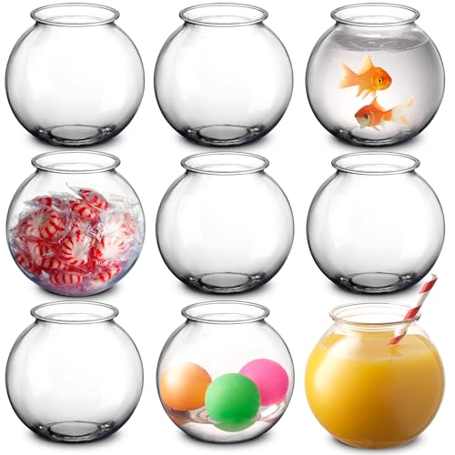16 Oz Plastic Fish Bowl (12 Pack) 4 Inch Heavy Duty Plastic Ivy Bowls, for Candy, Carnival Games, Prizes, Centerpieces and Party Decoration Supplies, BPA-Free