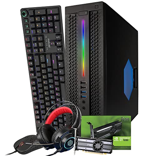 HP Elite RGB Gaming Computer | Intel i5 (3.6Ghz Turbo) | GeForce GT 1030 (2GB) GPU | 16GB DDR4 RAM | 500GB SSD + 1TB | 5G-WiFi + Bluetooth | Win 10 Gaming PC w/RGB 4-in-1 Black Gaming Kit (Renewed)