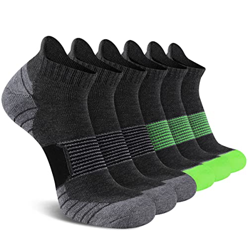 COOVAN Mens Socks Ankle Cushion Athletic Elastic Arch Support Running Tab Socks 6 Pairs