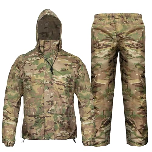LOOGU Camo Rain Suit - Rain Gear for Men Waterproof, Lightweight Rain Coat, Breathable Mens Rain Jackets Hood