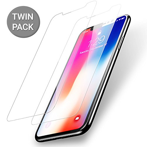 Olixar for iPhone X Screen Protector - Case Friendly Tempered Glass - 9H Rated - Shock Protection - Easy Application, Card and Cleaning Cloth Included - 2 Pack