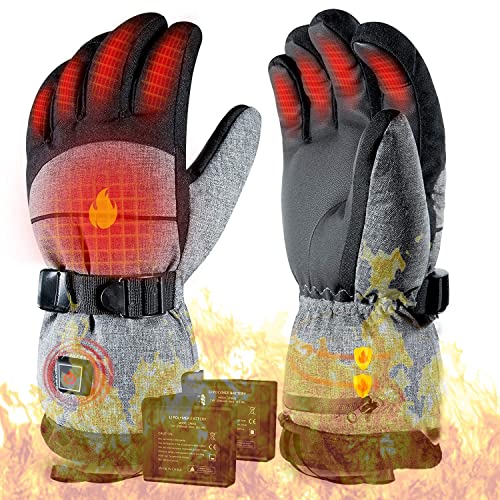 WISSBLUE 4000Mah Heated Gloves, Waterproof Rechargeable Heating Gloves for Men Women, Winter Thermal Warm Gloves for Hunting Fishing Skiing Snowboarding Running Cycling Skating Hiking