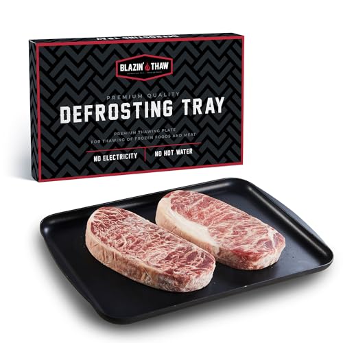 BLAZIN' THAW Defrosting Tray for Frozen Meat | Premium Edition | Aluminium Alloy Plate for Thawing Frozen Food | Natural Thawing Process | No Microwaves, No Cold/Warm Water Required |