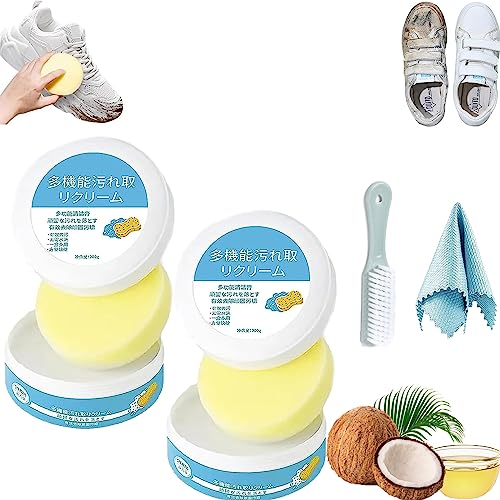 NNGXFC Shoes Multifunctional Cleaning Cream, White Shoe Cleaning Cream with Sponge Eraser, Multifunctional White Shoes Cleaning Cream, White Shoe Cleaning Cream (2PCS)