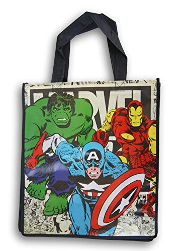 Marvel's Avengers Reusable Tote Bag - Comics the Hulk, Captain America, Ironman (Gift Bag, Shopping, Travel) - 13.5 x 15 Inch…