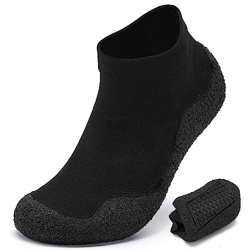LUSWIN Mens Womens Barefoot Sock Shoes Minimalist Zero Drop Walking Shoes Comfortable Lightweight Ultra Portable Non Slip Multi-Purpose Workout Yoga Shoes Black