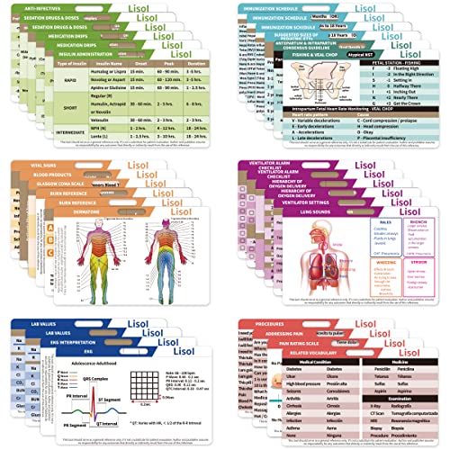 28 Nursing Badge Reference Cards, Perfect Nurse Gifts with EKG, Vitals, Lab Values, Spanish Translation and More! Nursing Cheat Sheets, Nursing Student Accessories and Supplies for RN ER CNA LVN etc.